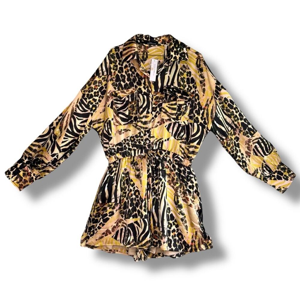 Goodtime U.S.A. mixed animal print long sleeve romper NEW - Picture 3 of 13